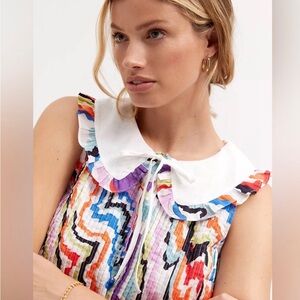 Anthropologie maeve abstract pin tucked blouse